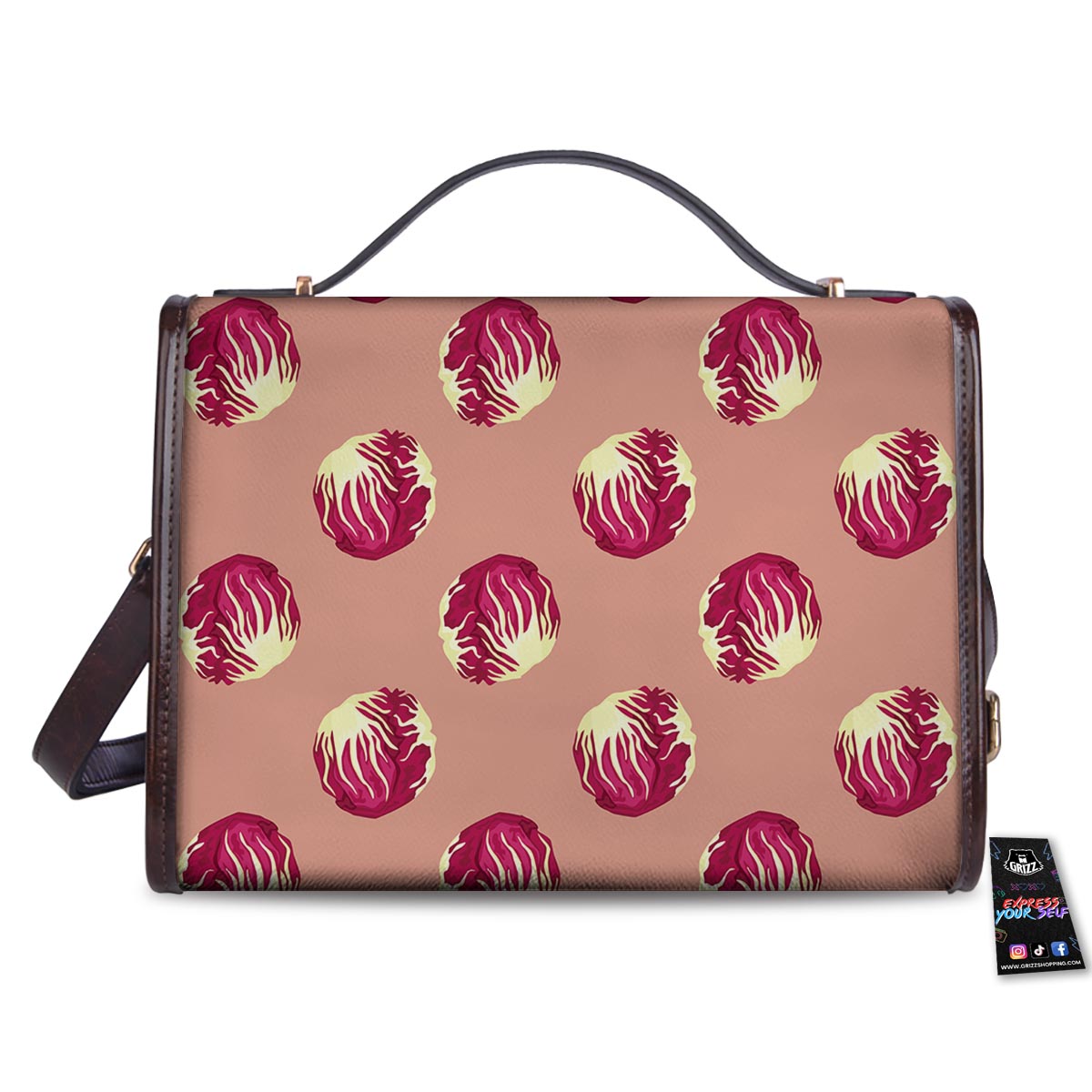 Cabbage Red Print Pattern Women's Satchel Bag-grizzshop