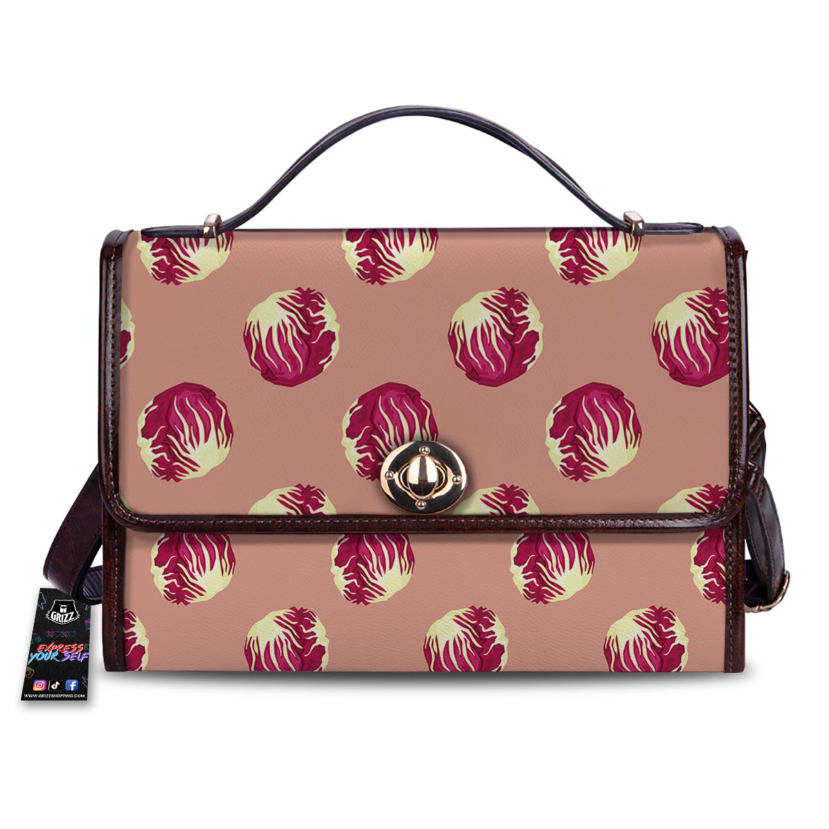 Cabbage Red Print Pattern Women's Satchel Bag-grizzshop