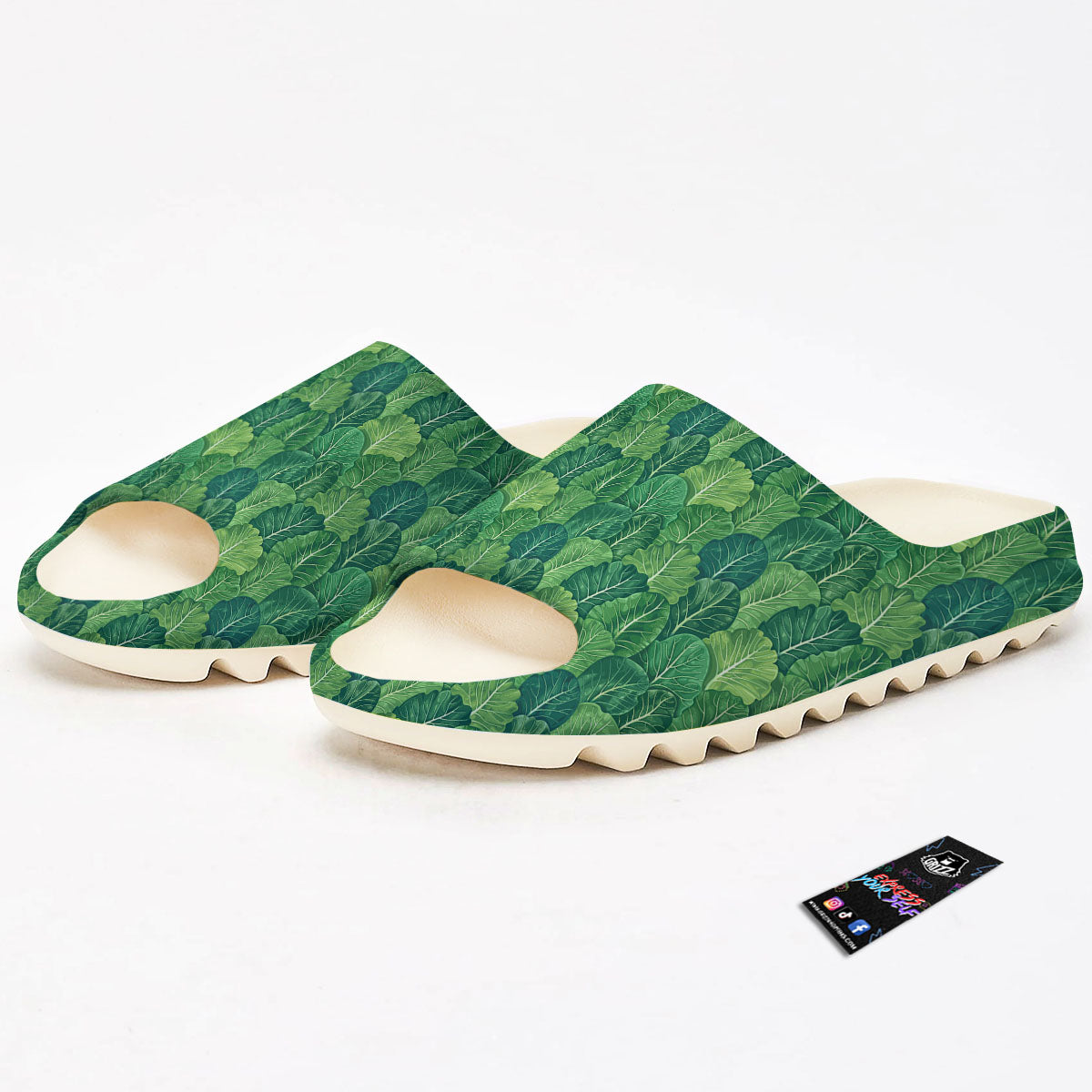 Cabbage Leaf Green Print Sandals-grizzshop