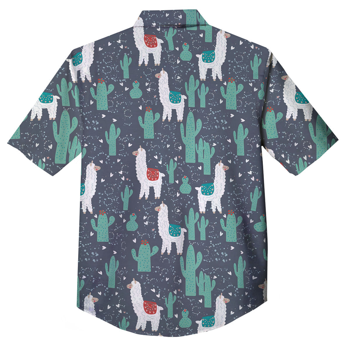 Cactus And Happy Llama Print Pattern Button Up Shirt-grizzshop