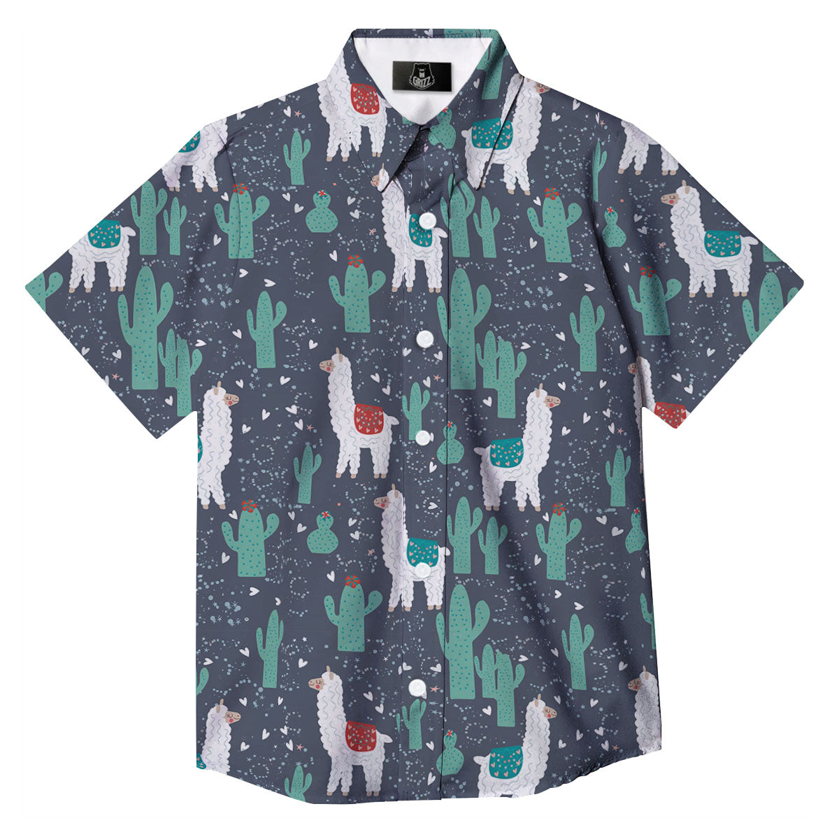 Cactus And Happy Llama Print Pattern Button Up Shirt-grizzshop
