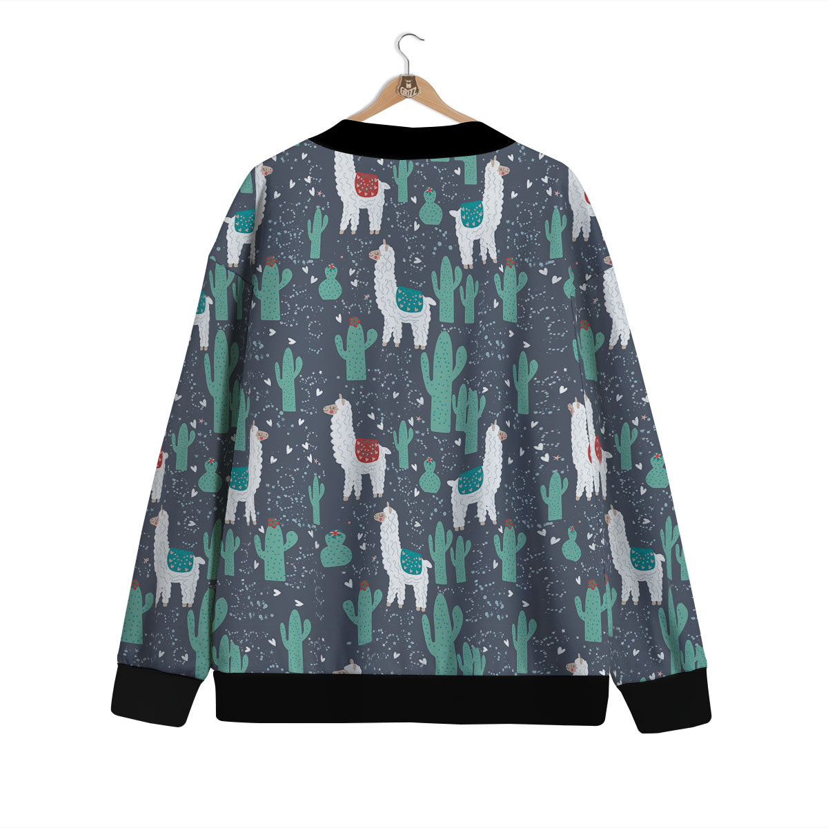Cactus And Happy Llama Print Pattern Cardigan-grizzshop