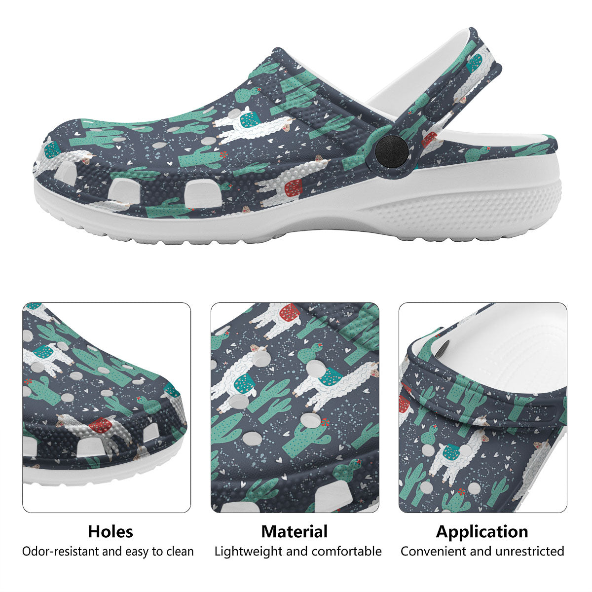 Cactus And Happy Llama Print Pattern Clog-grizzshop
