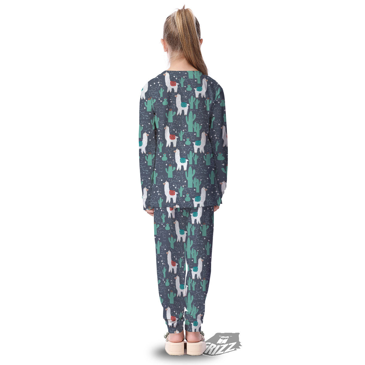 Cactus And Happy Llama Print Pattern Kid's Pajamas-grizzshop