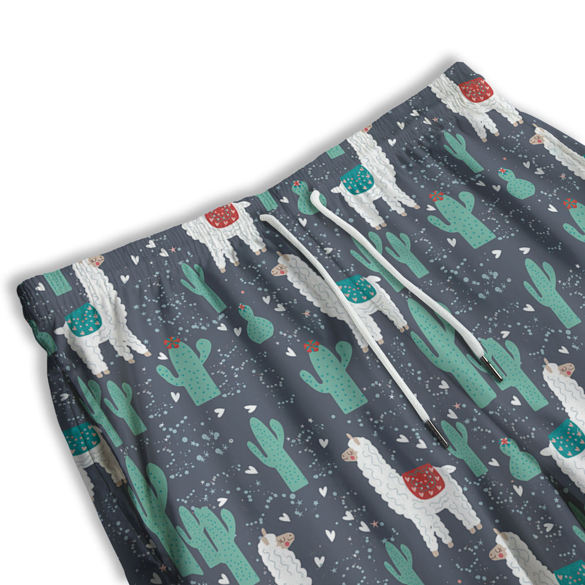 Cactus And Happy Llama Print Pattern Men's Athletic Shorts