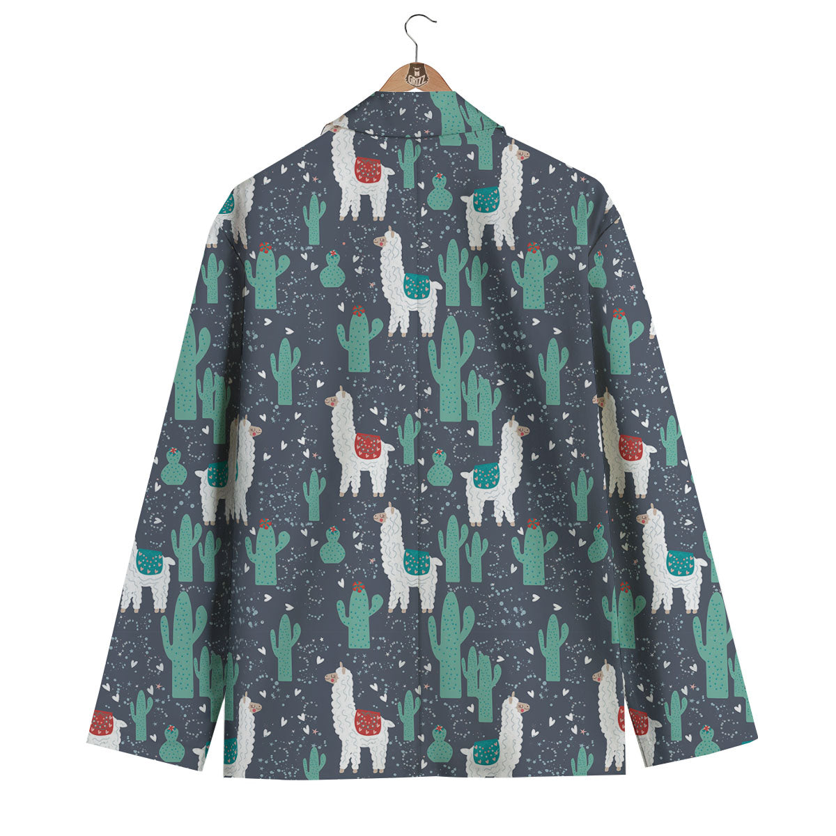 Cactus And Happy Llama Print Pattern Men's Blazer-grizzshop