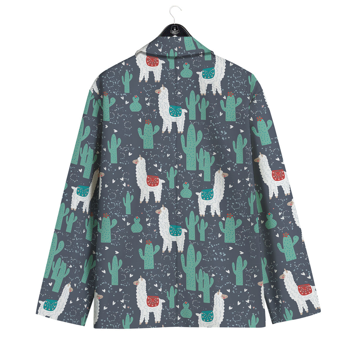 Cactus And Happy Llama Print Pattern Men's Sport Coat-grizzshop