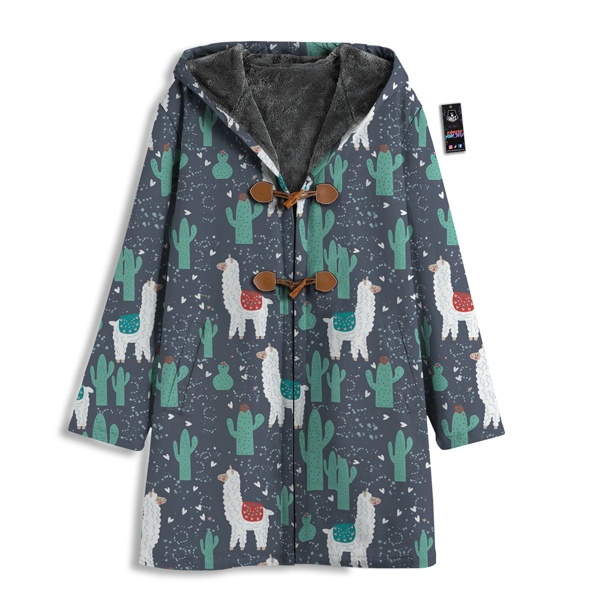 Cactus And Happy Llama Print Pattern Men's Windbreaker Jacket-grizzshop