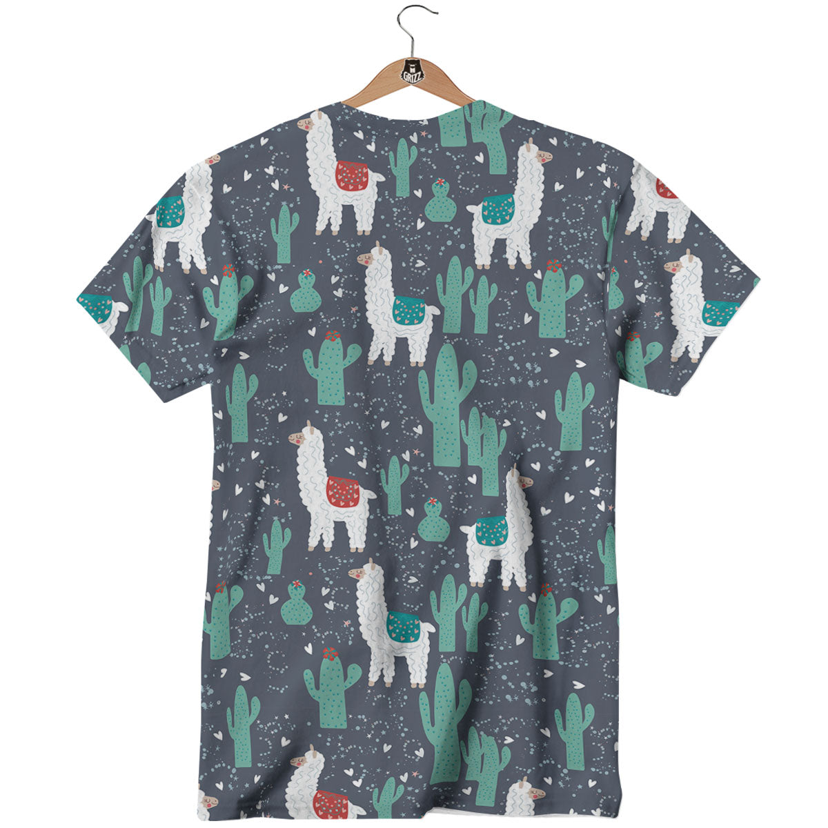 Cactus And Happy Llama Print Pattern T-Shirt-grizzshop