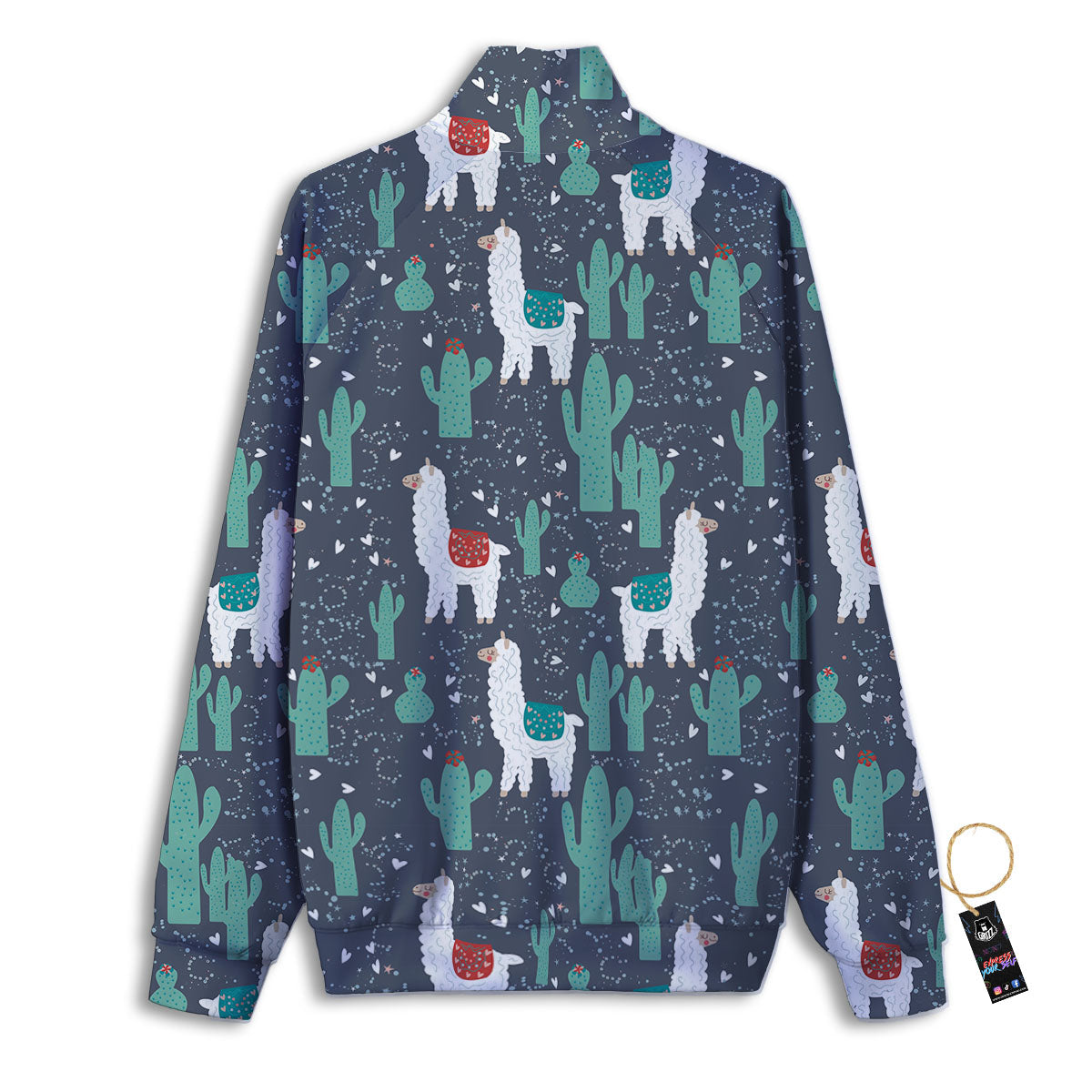 Cactus And Happy Llama Print Pattern Track Jacket-grizzshop
