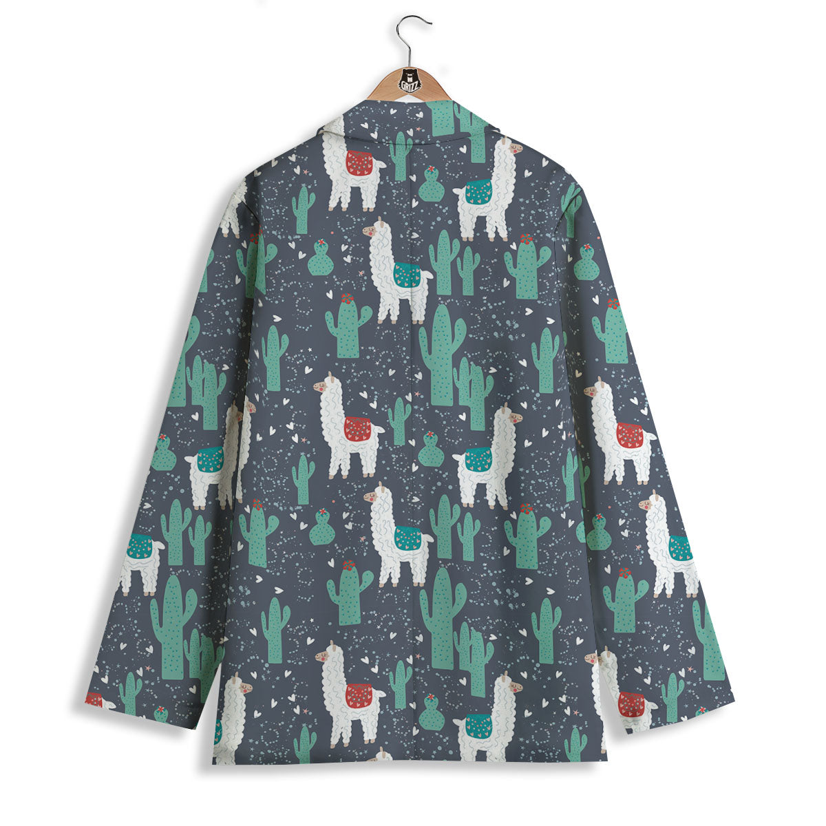 Cactus And Happy Llama Print Pattern Women's Blazer-grizzshop