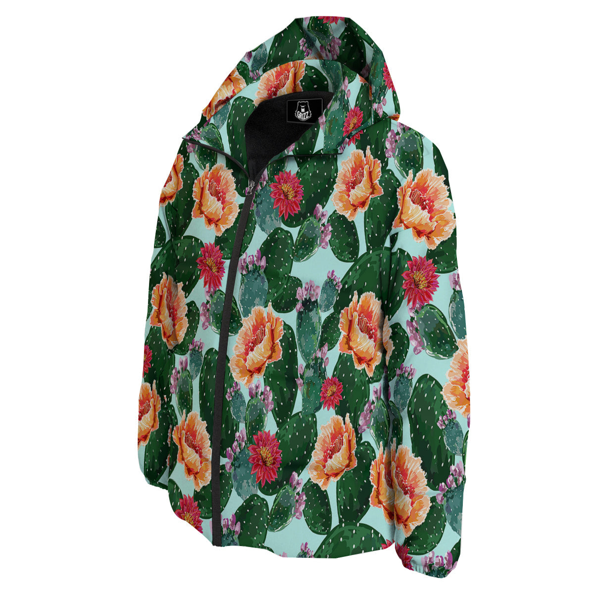 Cactus Blooming Watercolor Print Pattern Down Jacket-grizzshop