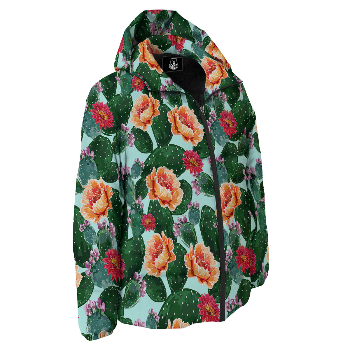 Cactus Blooming Watercolor Print Pattern Down Jacket-grizzshop