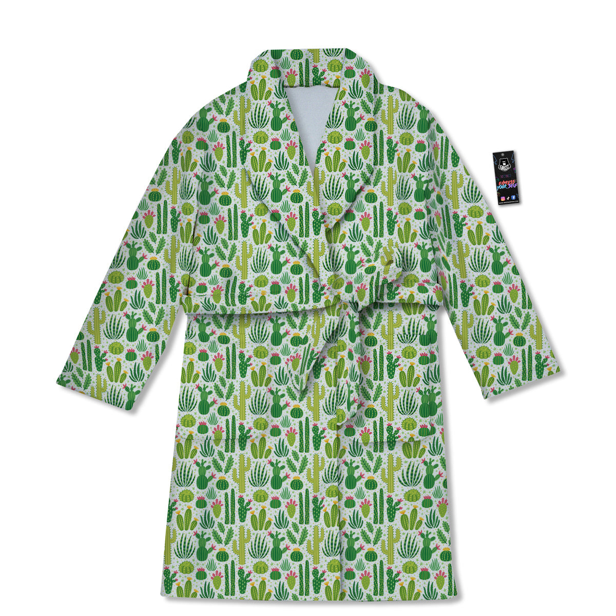 Cactus Cute Cartoon Print Pattern Bathrobe-grizzshop