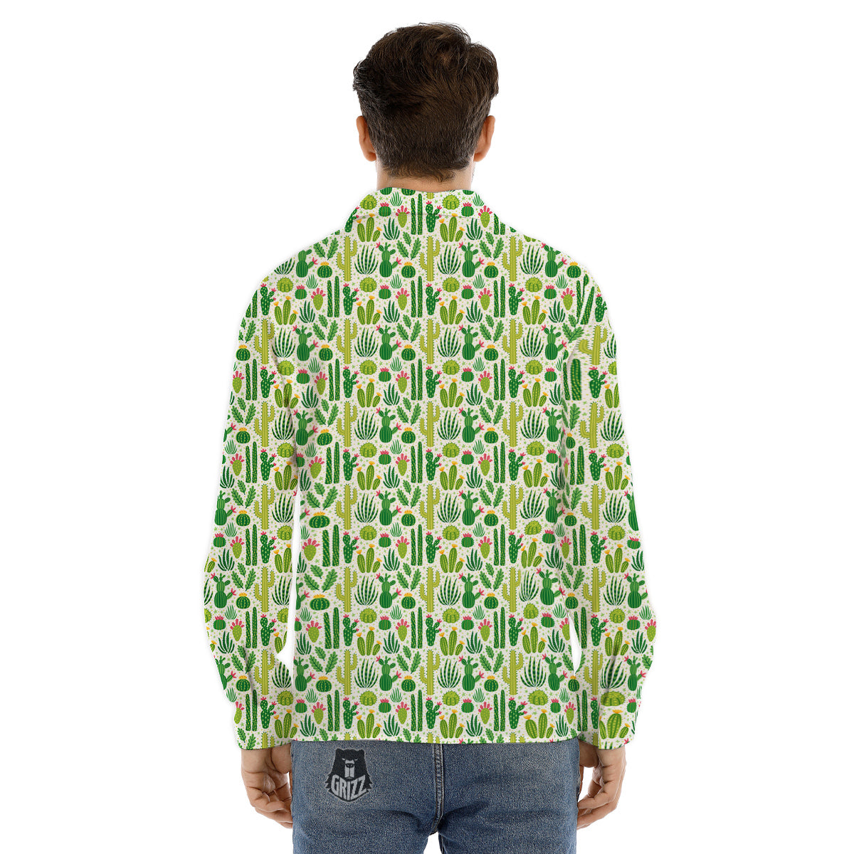 Cactus Cute Cartoon Print Pattern Men's Dress Shirts-grizzshop