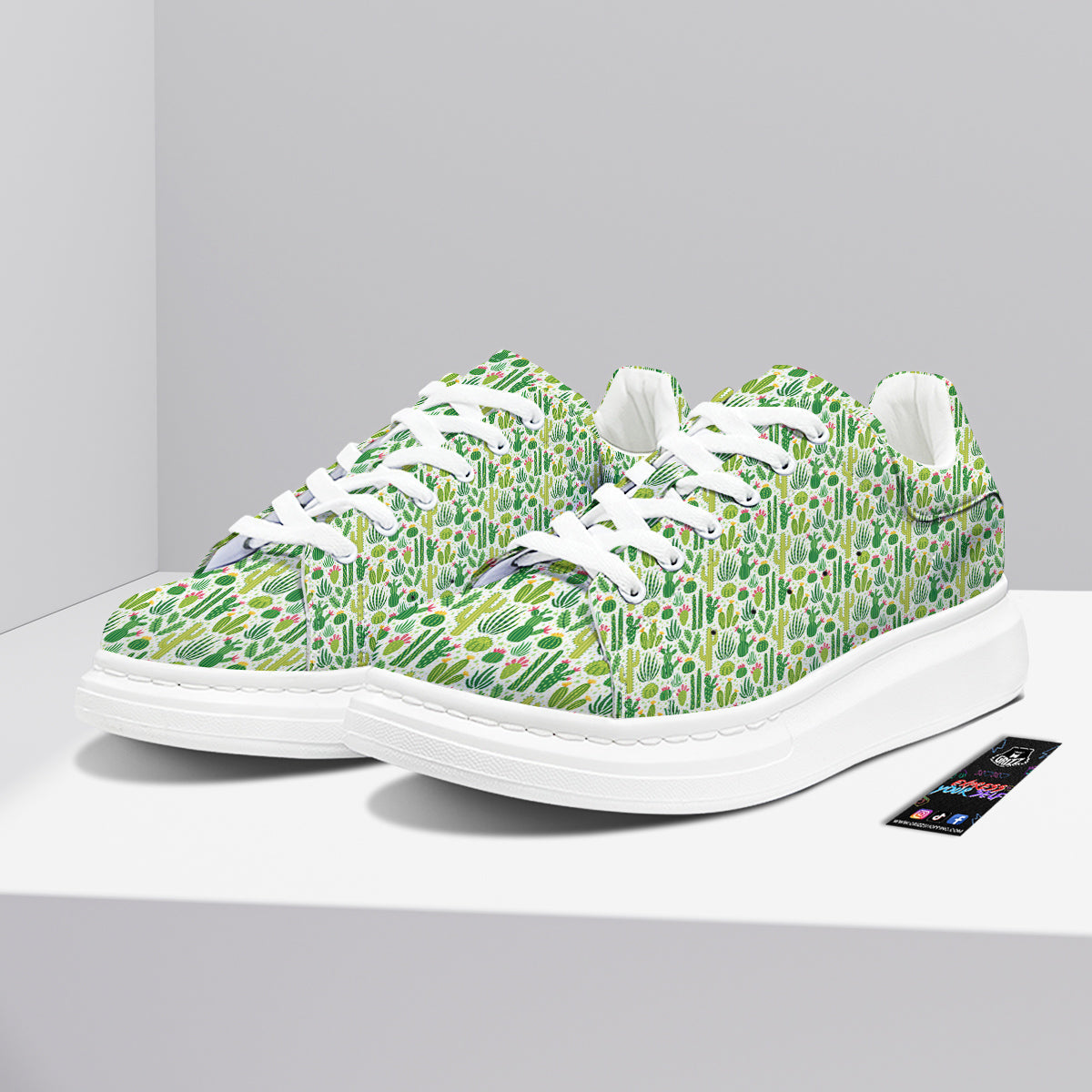 Cactus Cute Cartoon Print Pattern Platform Shoes-grizzshop