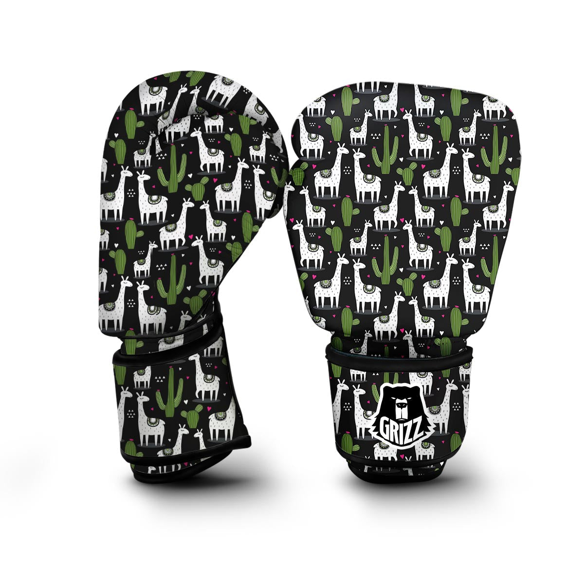 Cactus Llama Pattern Print Boxing Gloves-grizzshop