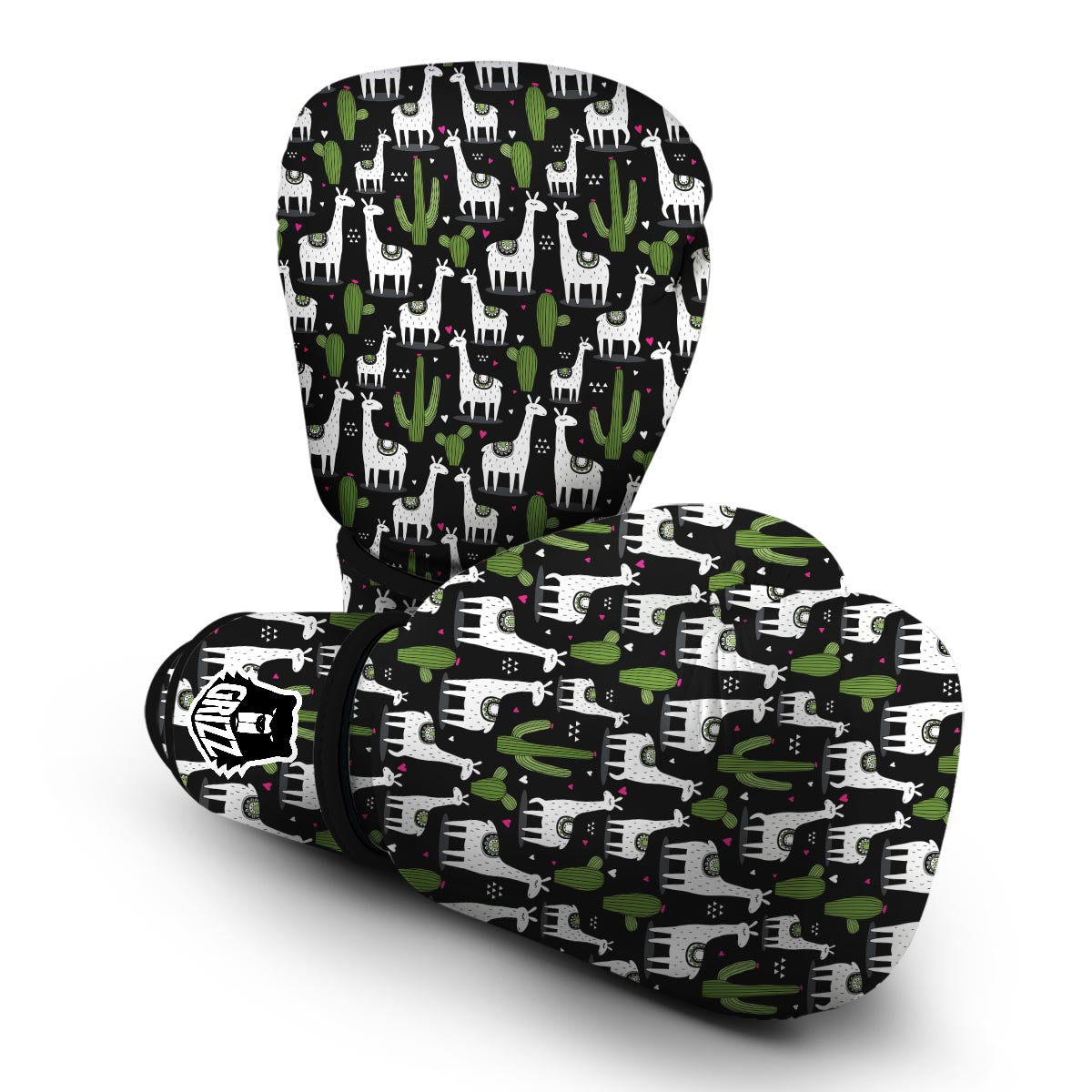 Cactus Llama Pattern Print Boxing Gloves-grizzshop