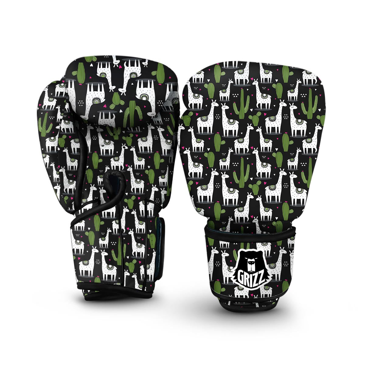 Cactus Llama Pattern Print Boxing Gloves-grizzshop