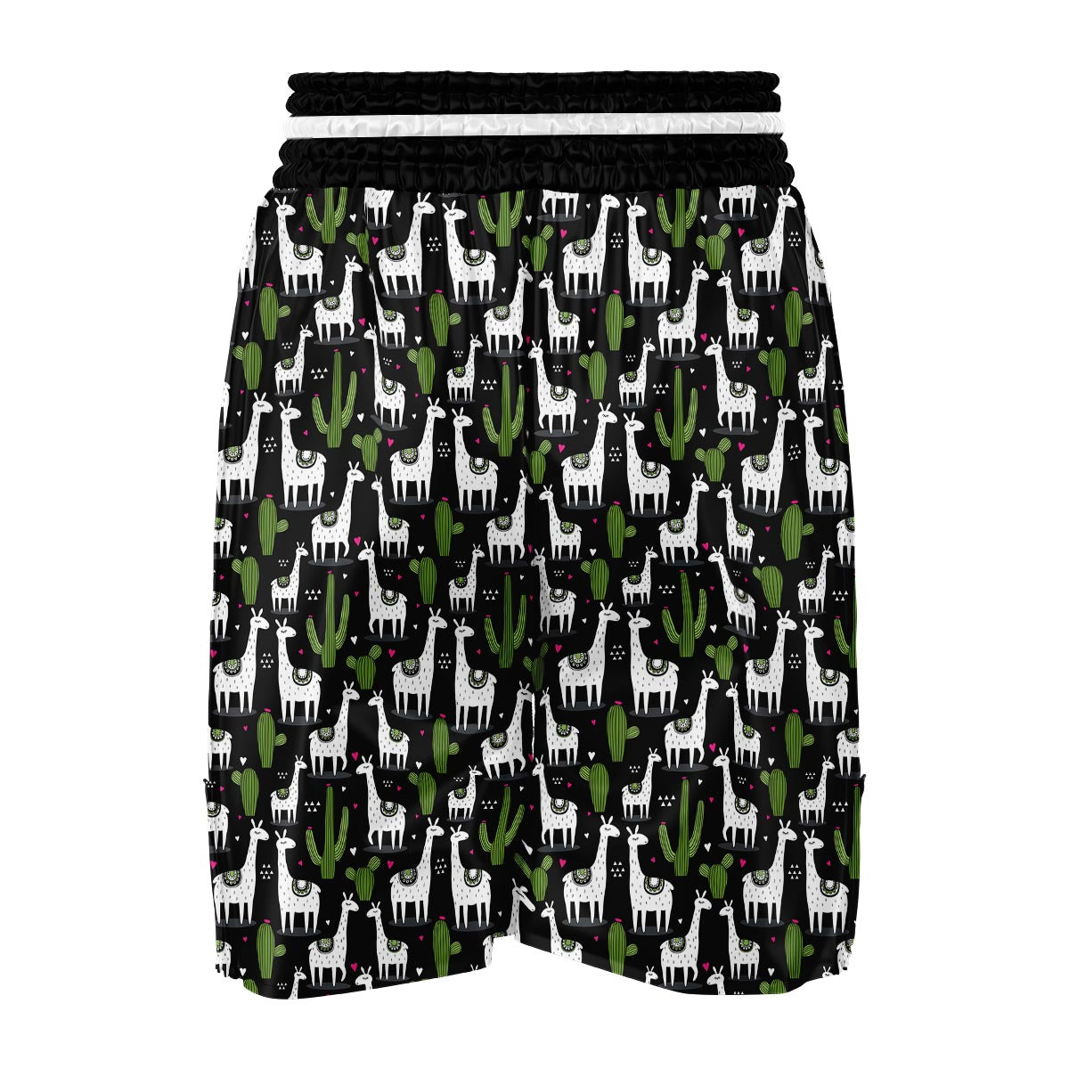 Cactus Llama Pattern Print Boxing Shorts-grizzshop