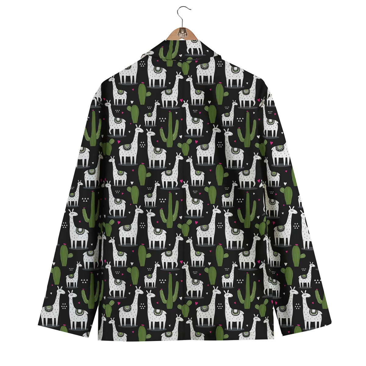 Cactus Llama Pattern Print Men's Blazer-grizzshop