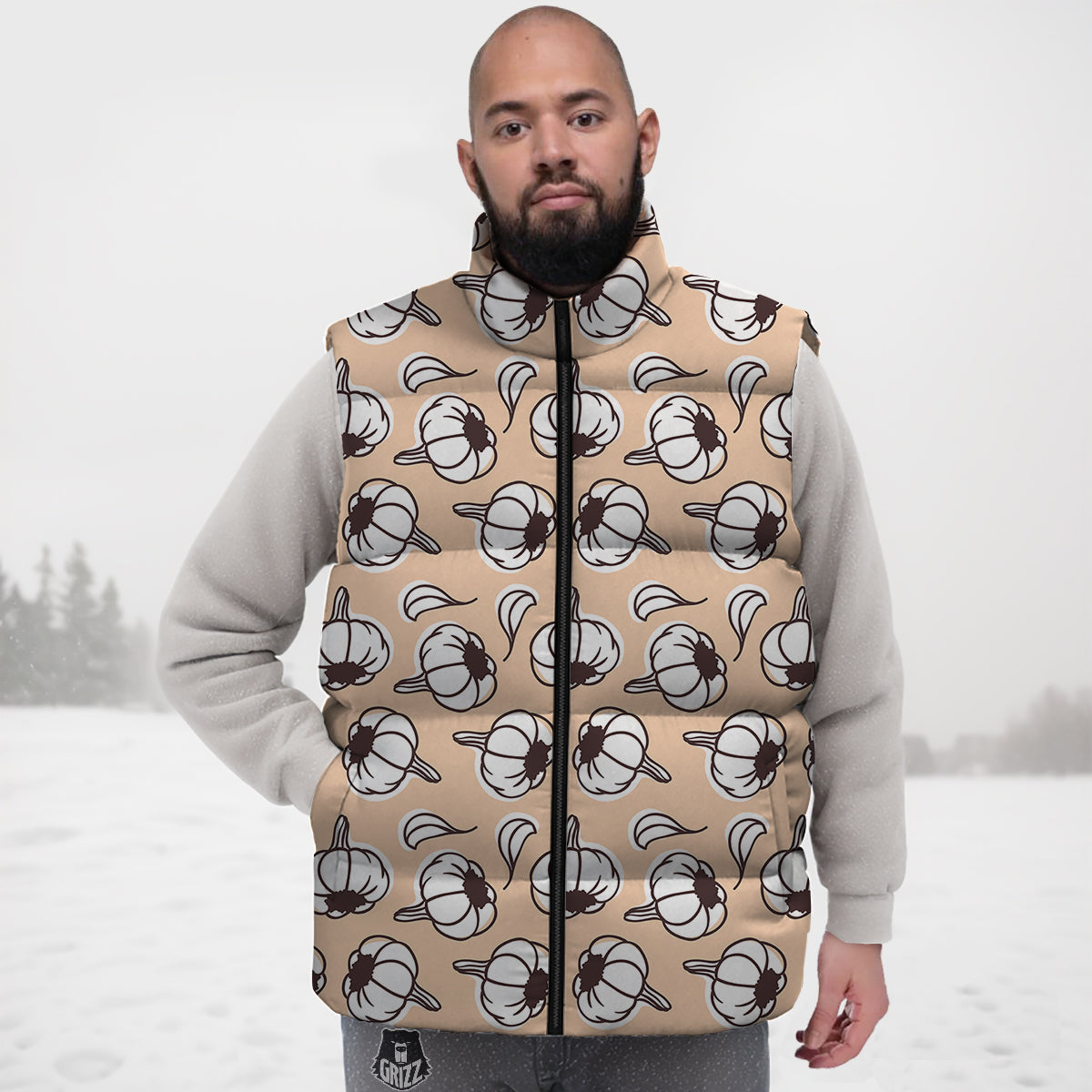 Cactus Pink Pattern Print Down Vest