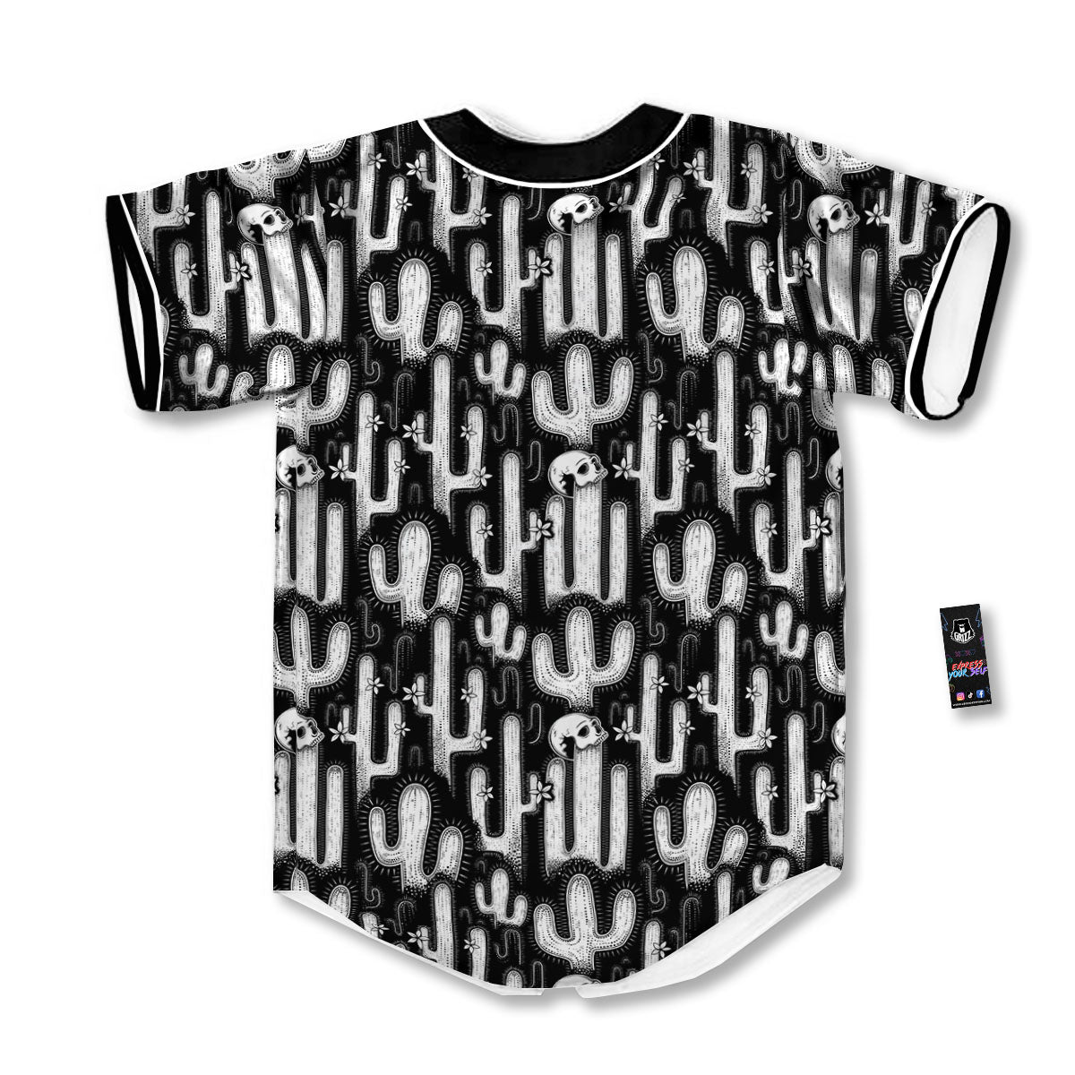 Cactus White And Black Print Pattern Baseball Jersey-grizzshop