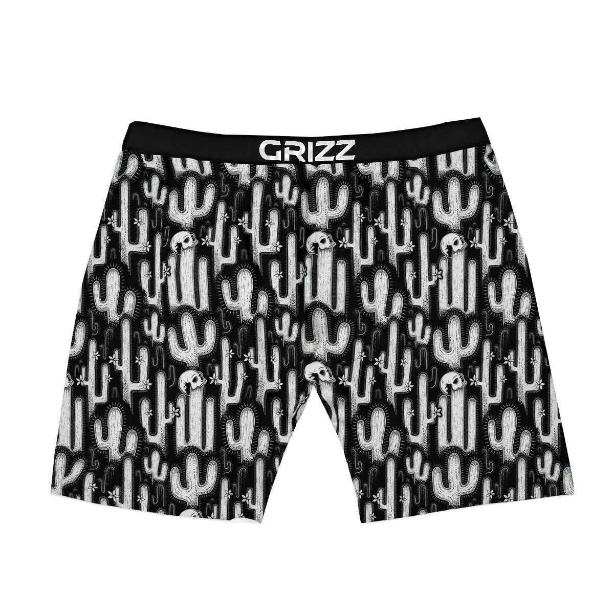 Cactus White And Black Print Pattern Boxer Briefs-grizzshop