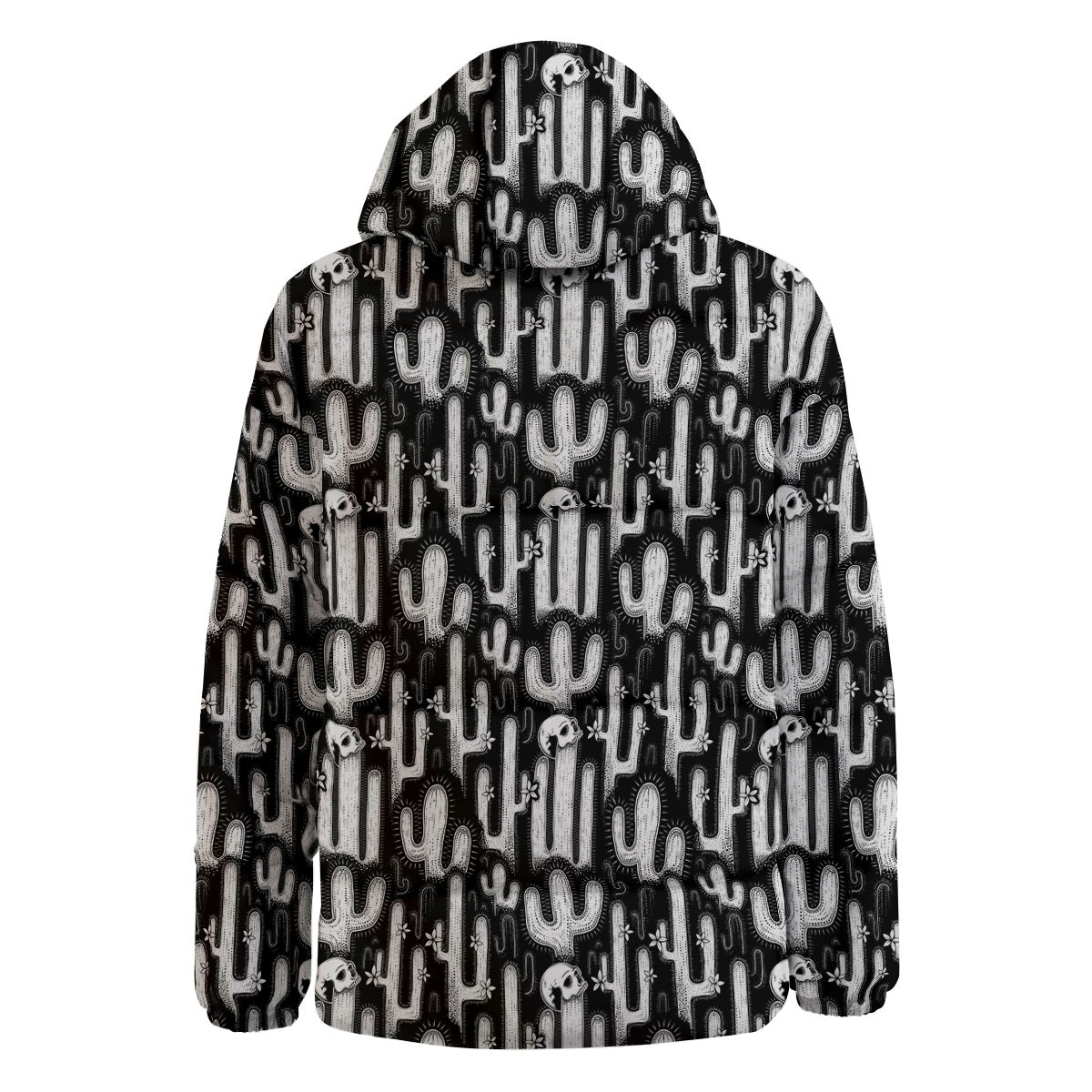 Cactus White And Black Print Pattern Down Jacket-grizzshop