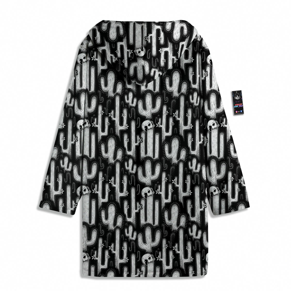 Cactus White And Black Print Pattern Men's Windbreaker Jacket-grizzshop