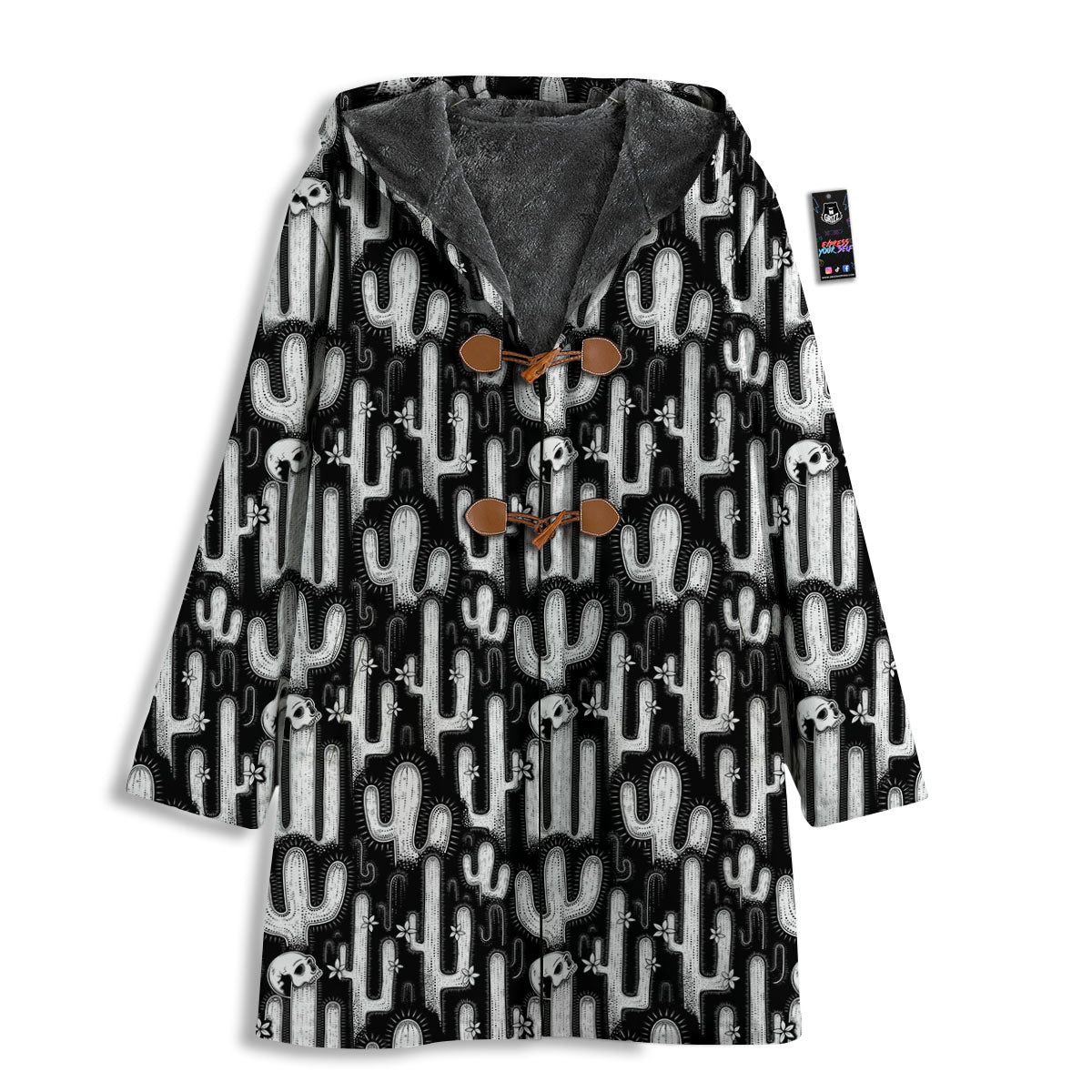 Cactus White And Black Print Pattern Men's Windbreaker Jacket-grizzshop