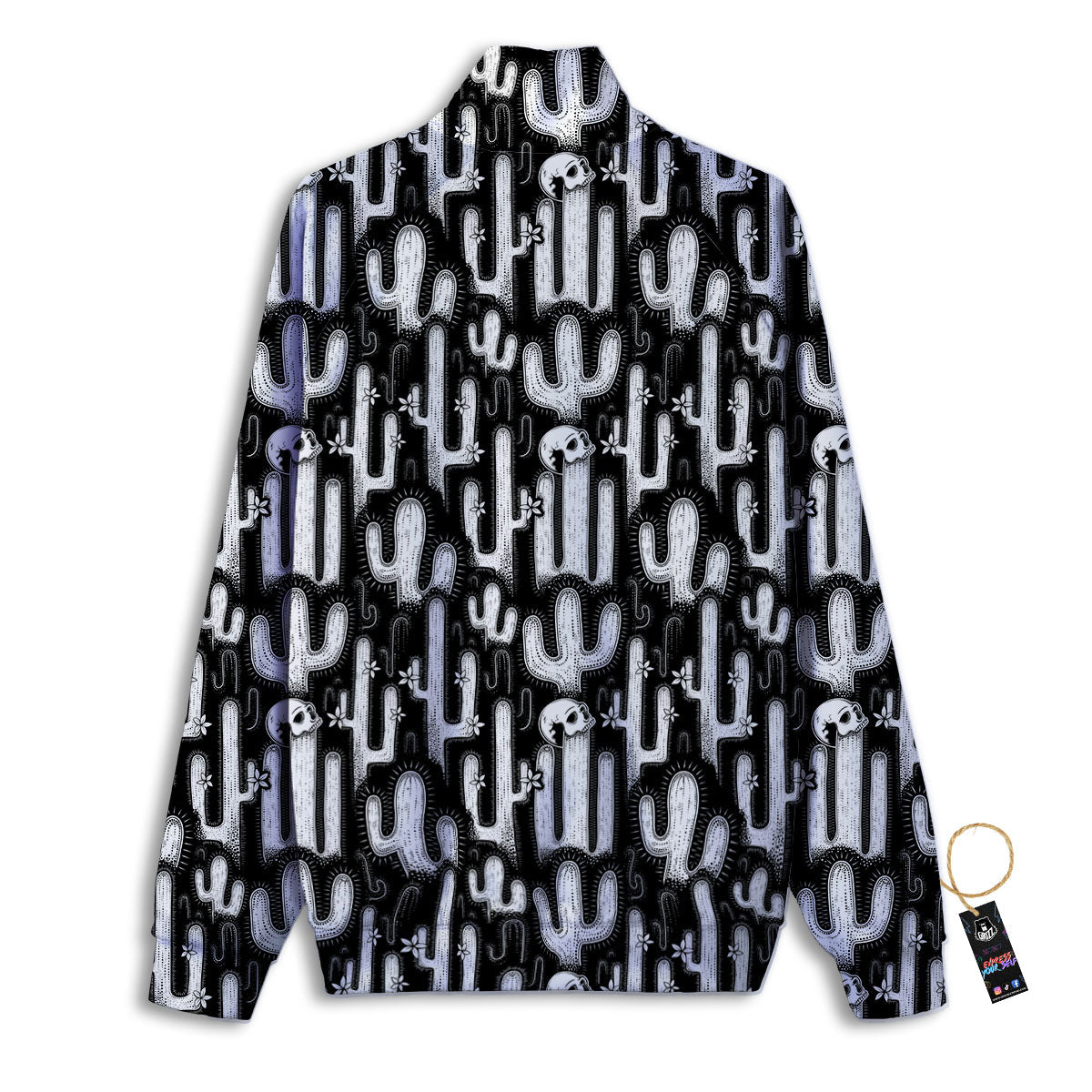 Cactus White And Black Print Pattern Track Jacket-grizzshop