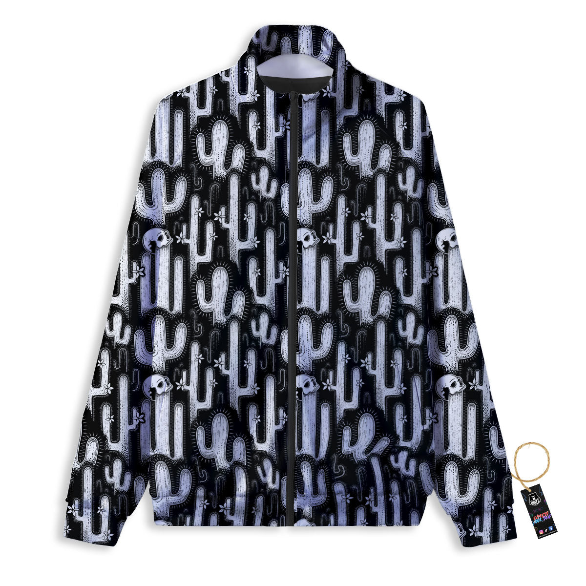 Cactus White And Black Print Pattern Track Jacket-grizzshop
