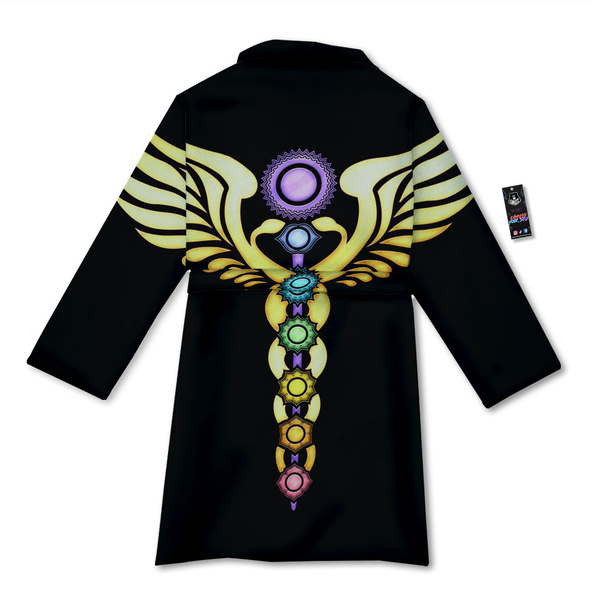 Caduceus 7 Chakras Print Bathrobe-grizzshop