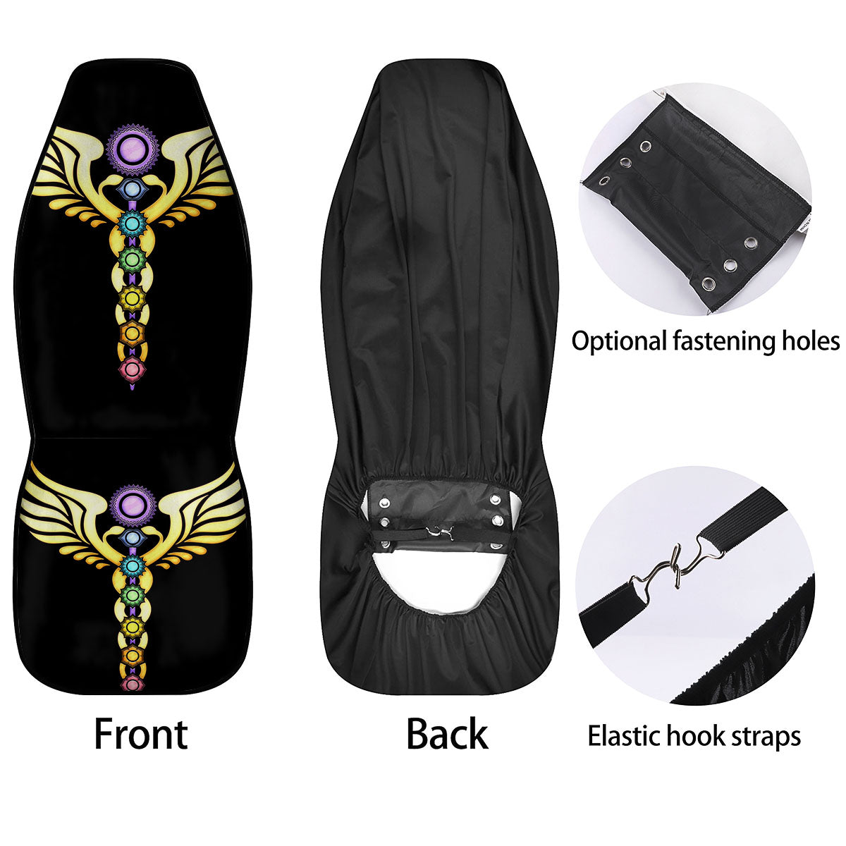 Caduceus 7 Chakras Print Car Seat Covers-grizzshop