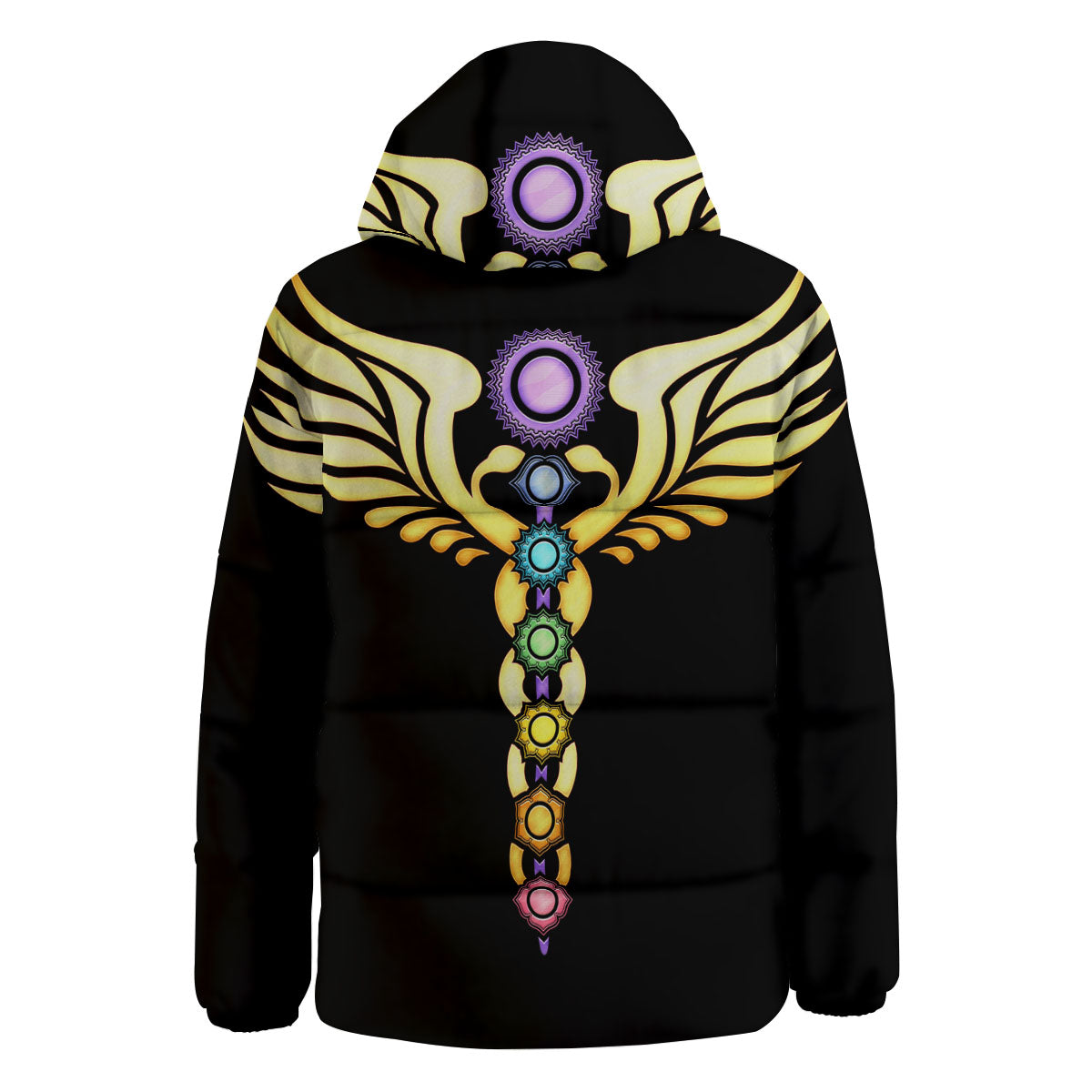 Caduceus 7 Chakras Print Down Jacket-grizzshop