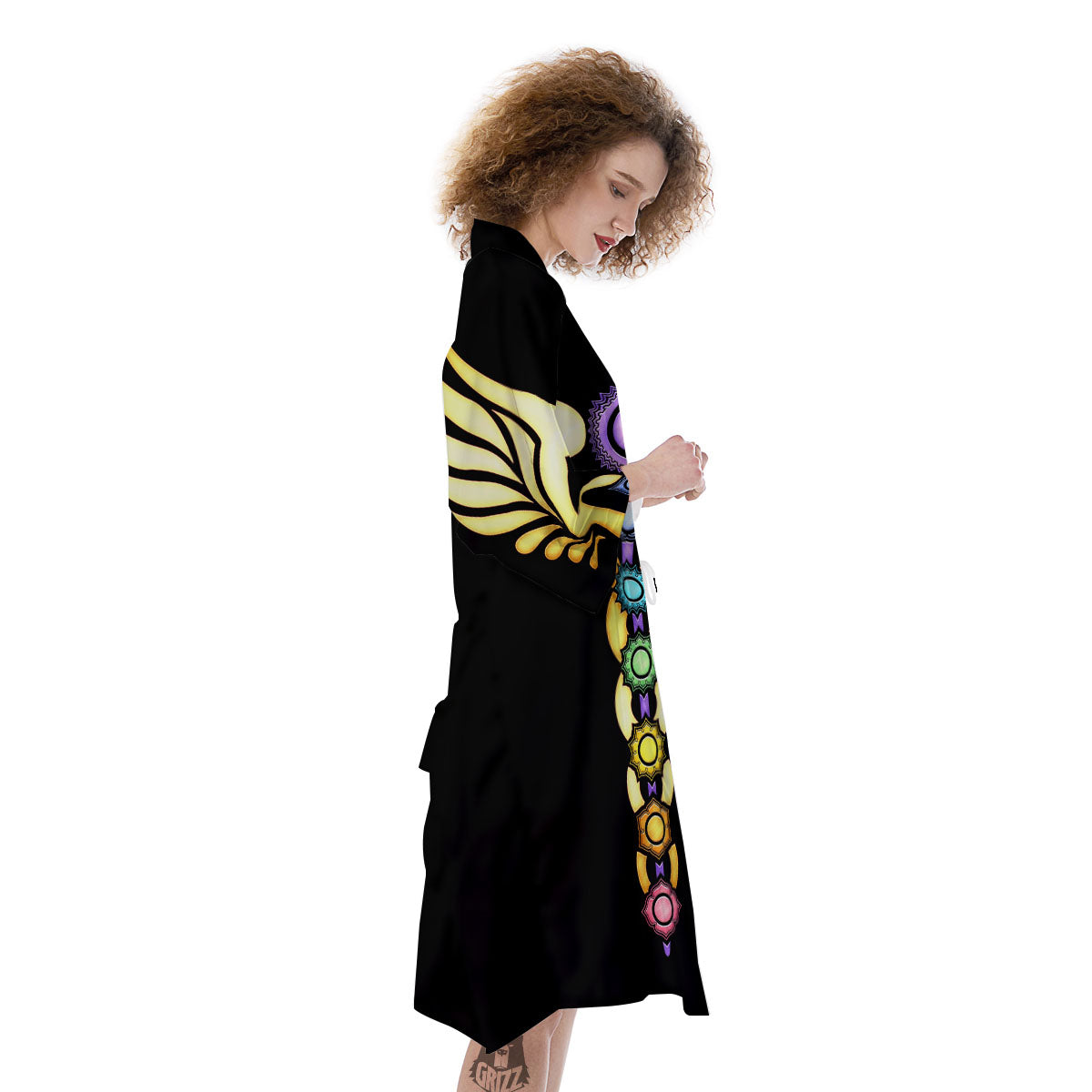 Caduceus 7 Chakras Print Kimono-grizzshop