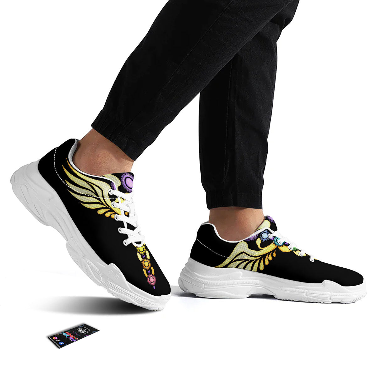 Caduceus 7 Chakras Print White Chunky Shoes-grizzshop