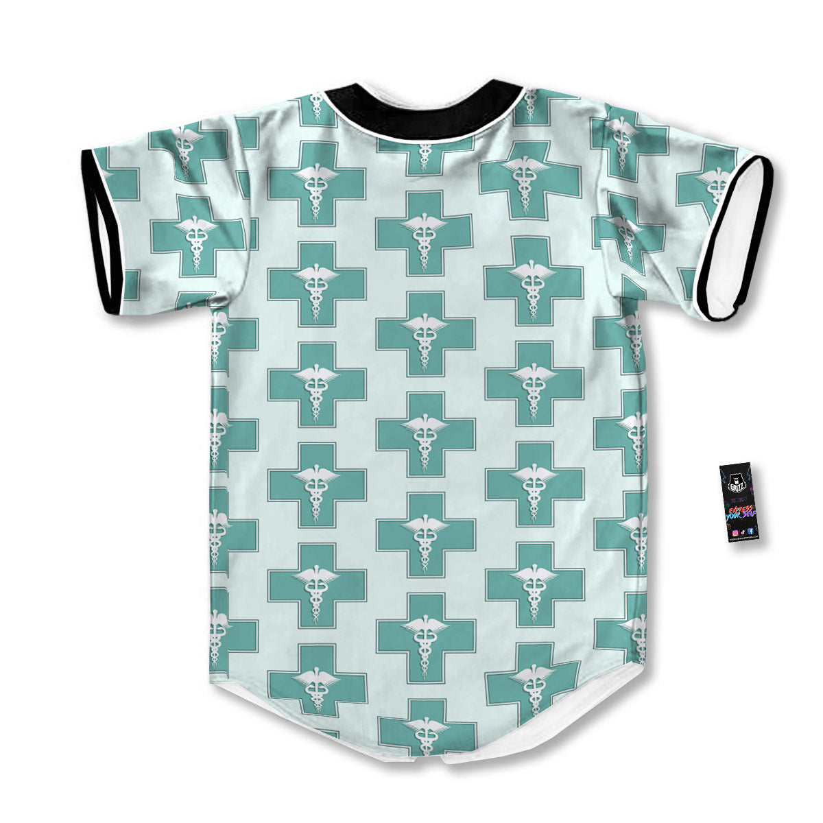 Caduceus Print Pattern Baseball Jersey-grizzshop