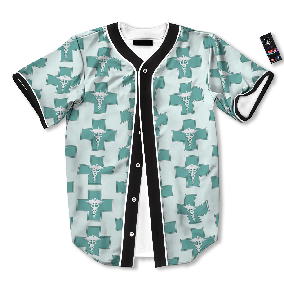 Caduceus Print Pattern Baseball Jersey-grizzshop