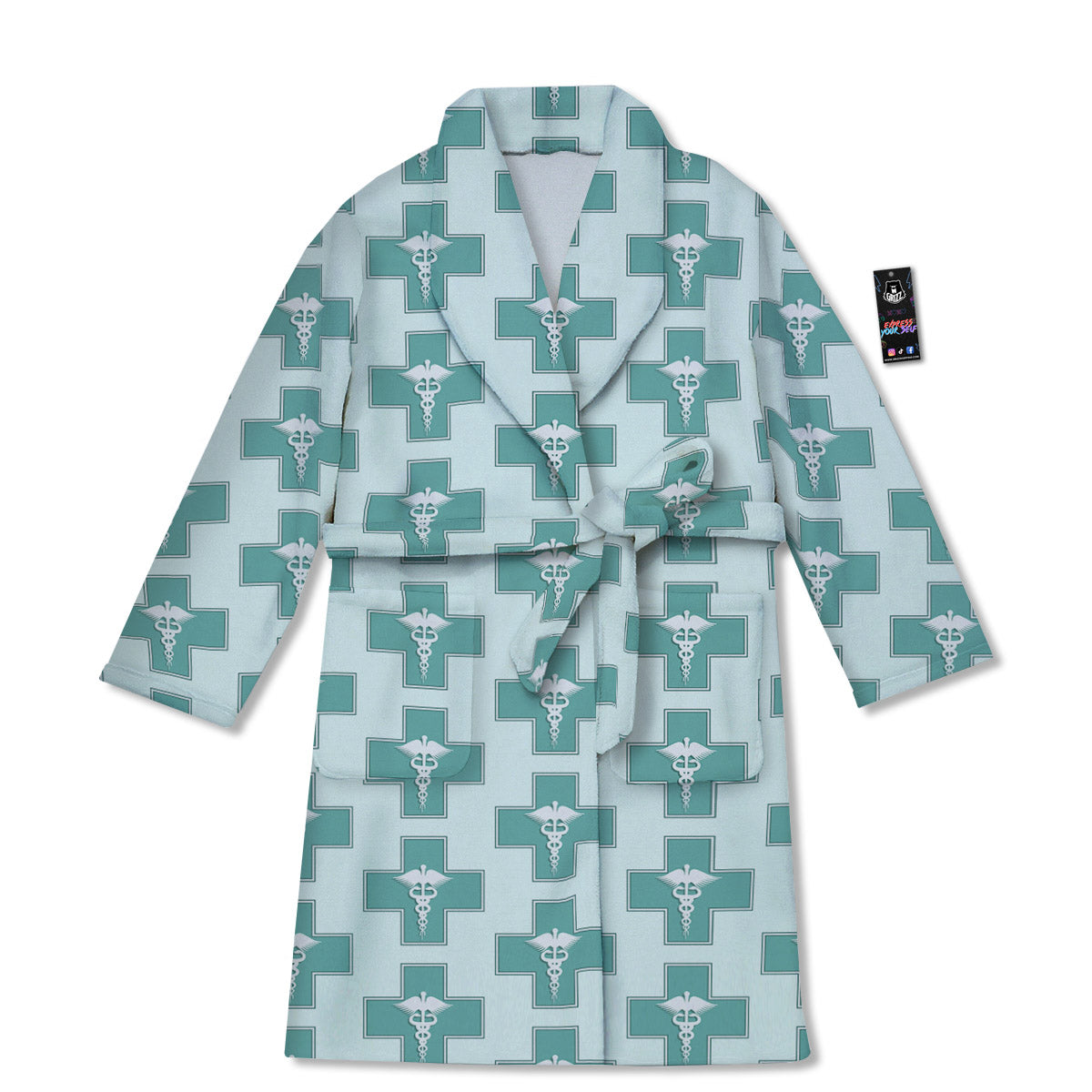 Caduceus Print Pattern Bathrobe-grizzshop