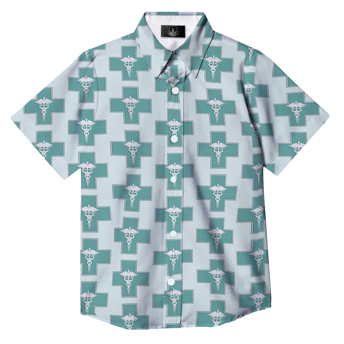 Caduceus Print Pattern Button Up Shirt-grizzshop