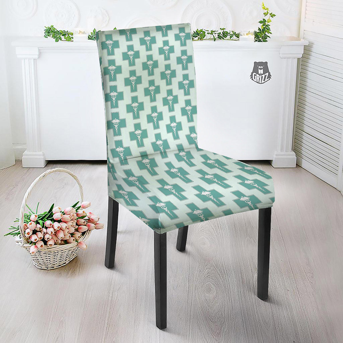 Caduceus Print Pattern Dining Chair Slipcover-grizzshop