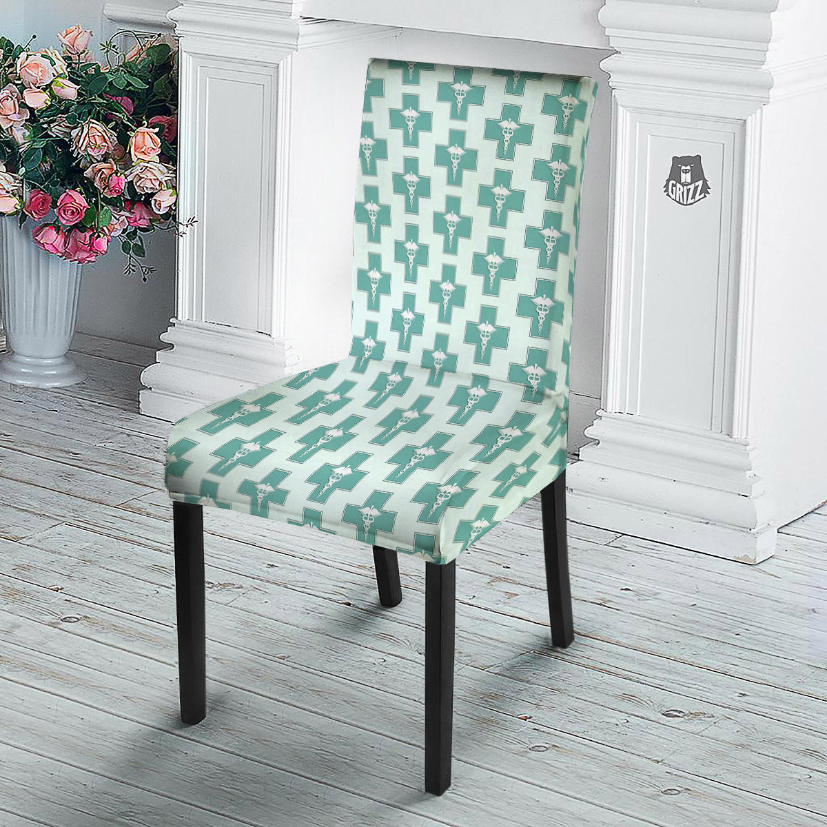 Caduceus Print Pattern Dining Chair Slipcover-grizzshop