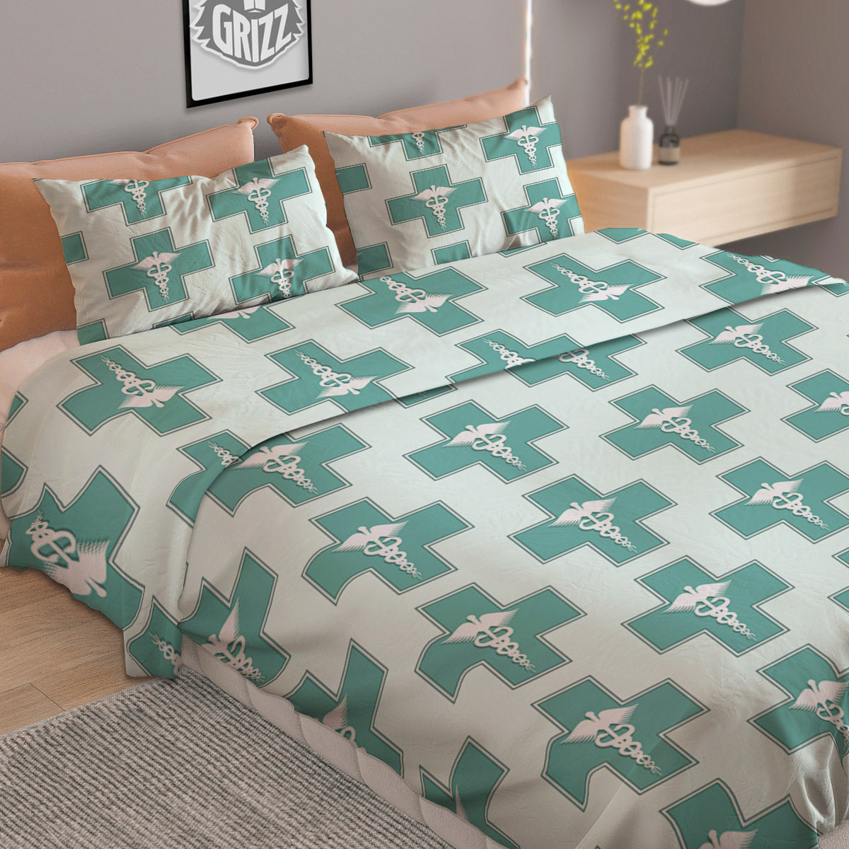 Caduceus Print Pattern Duvet Cover Bedding Set-grizzshop