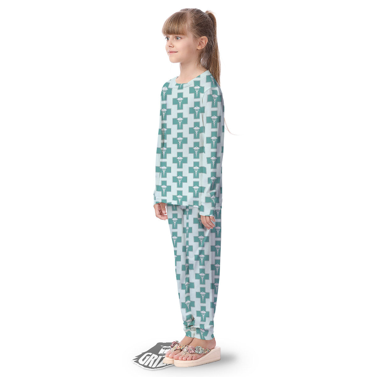 Caduceus Print Pattern Kid's Pajamas-grizzshop