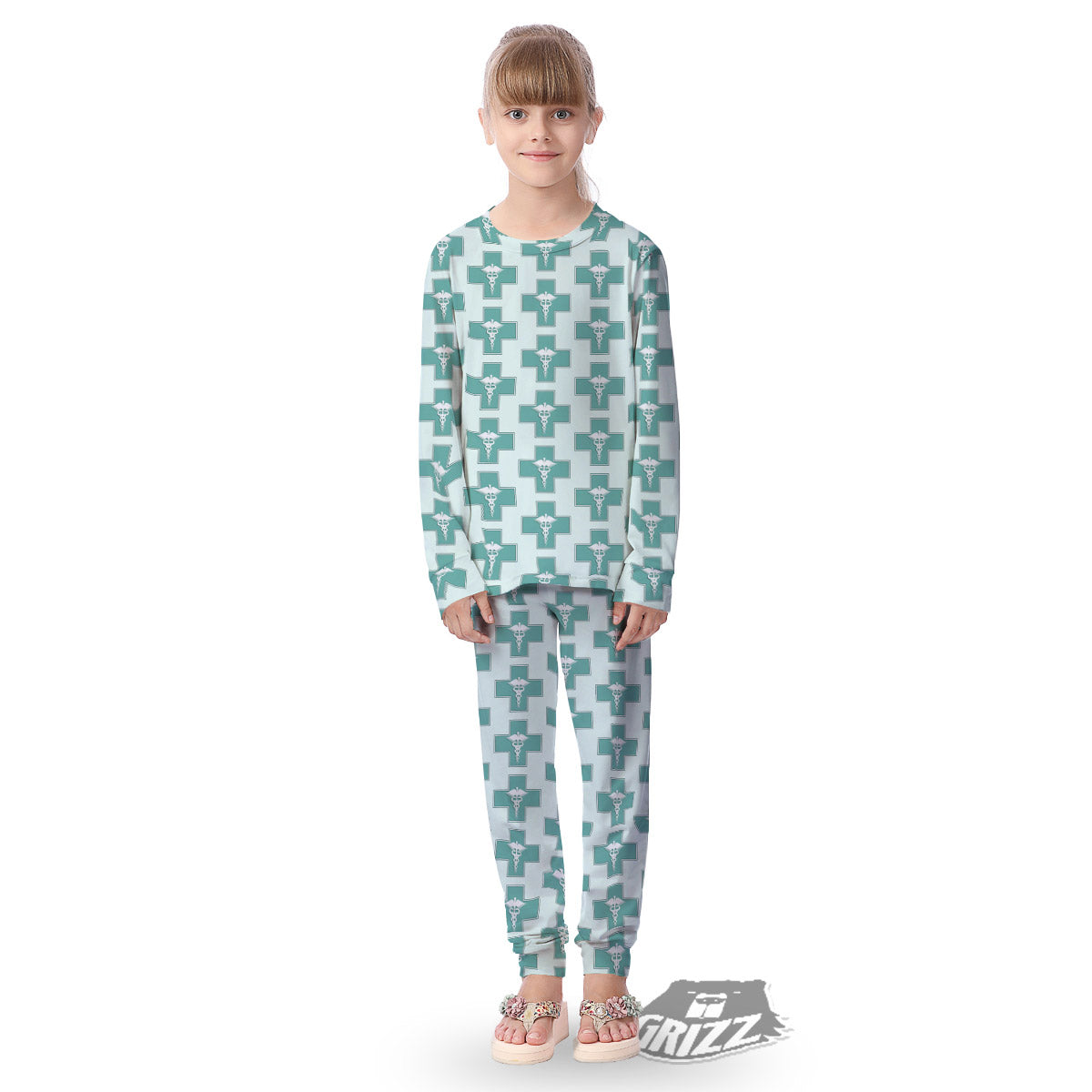 Caduceus Print Pattern Kid's Pajamas-grizzshop