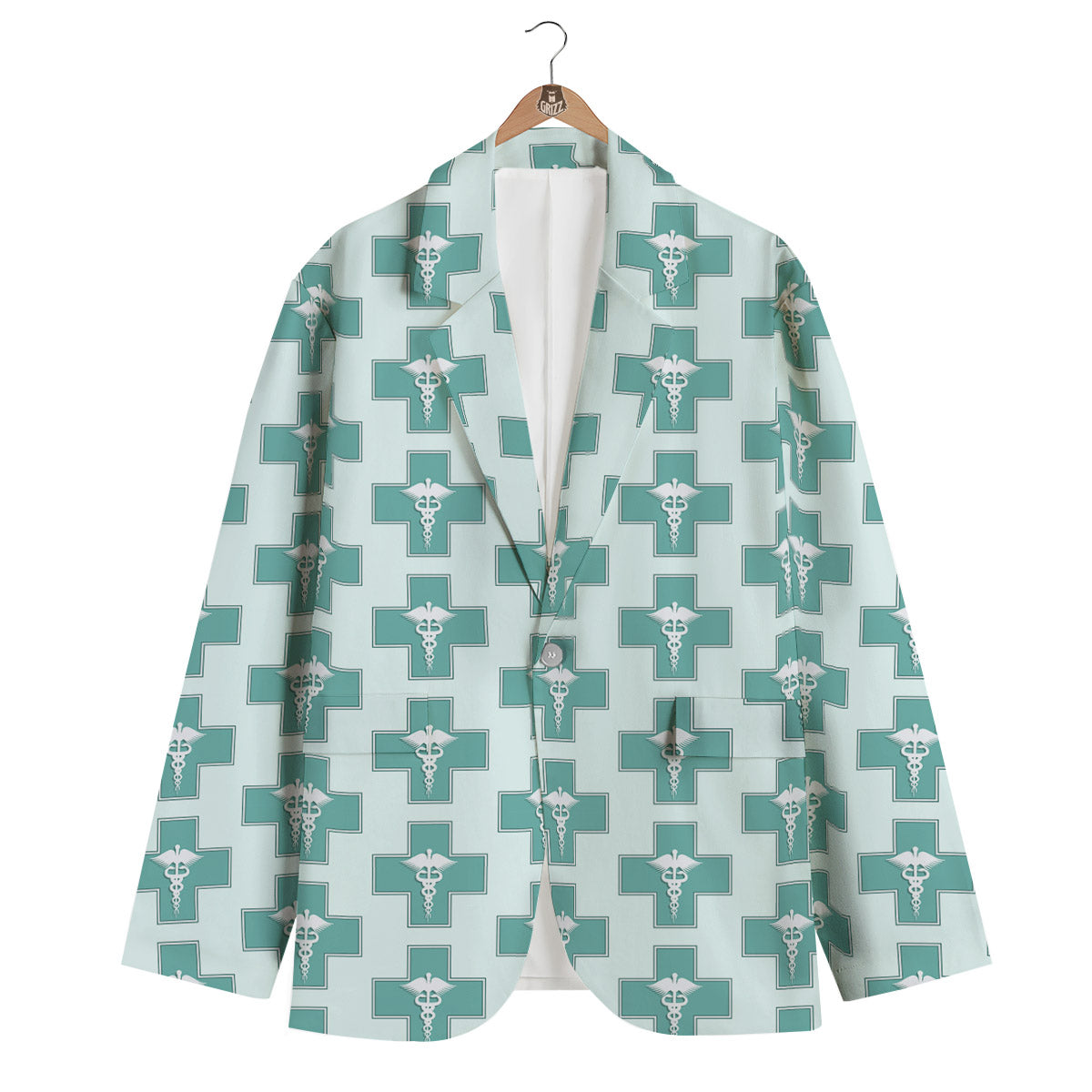 Caduceus Print Pattern Men's Blazer-grizzshop