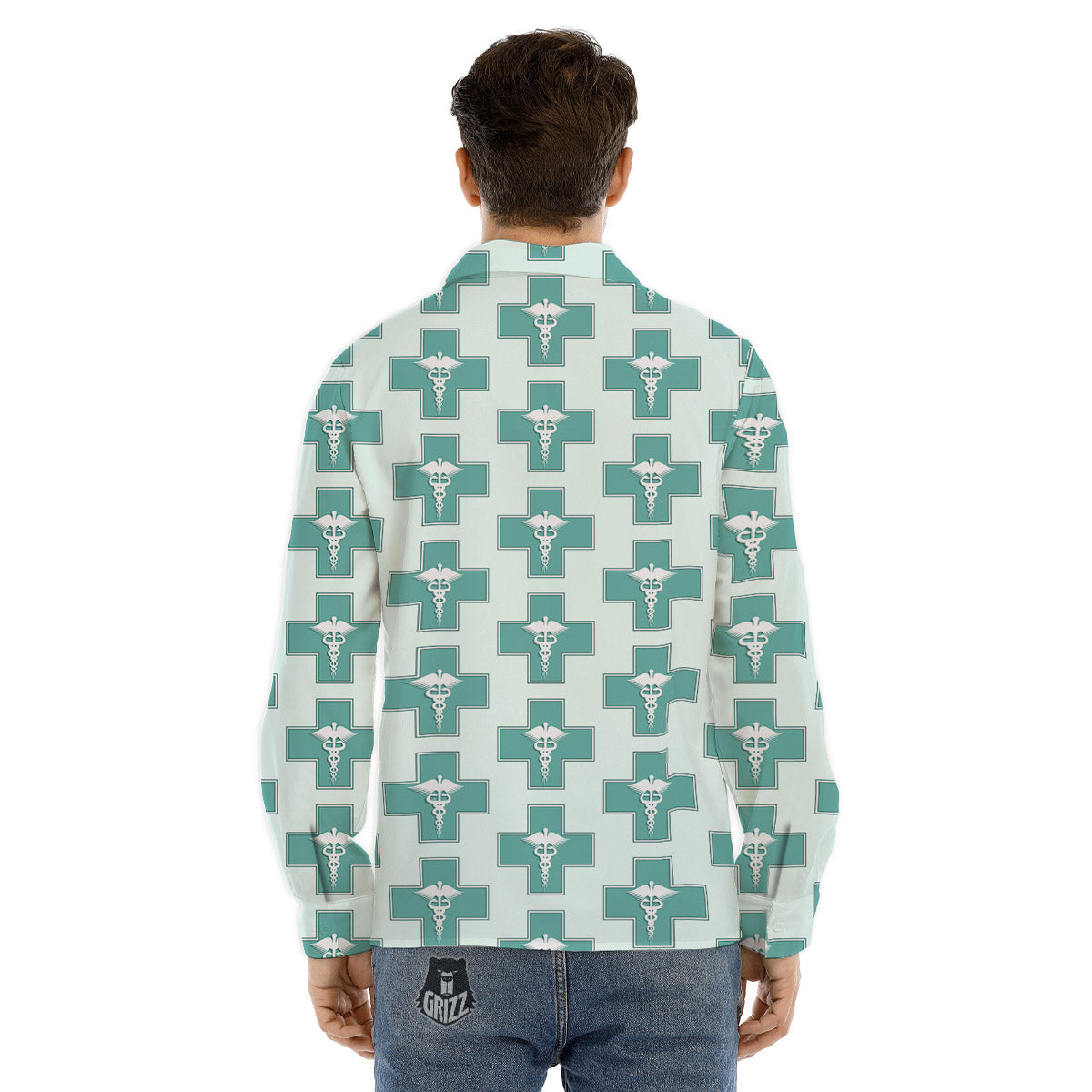 Caduceus Print Pattern Men's Dress Shirts-grizzshop