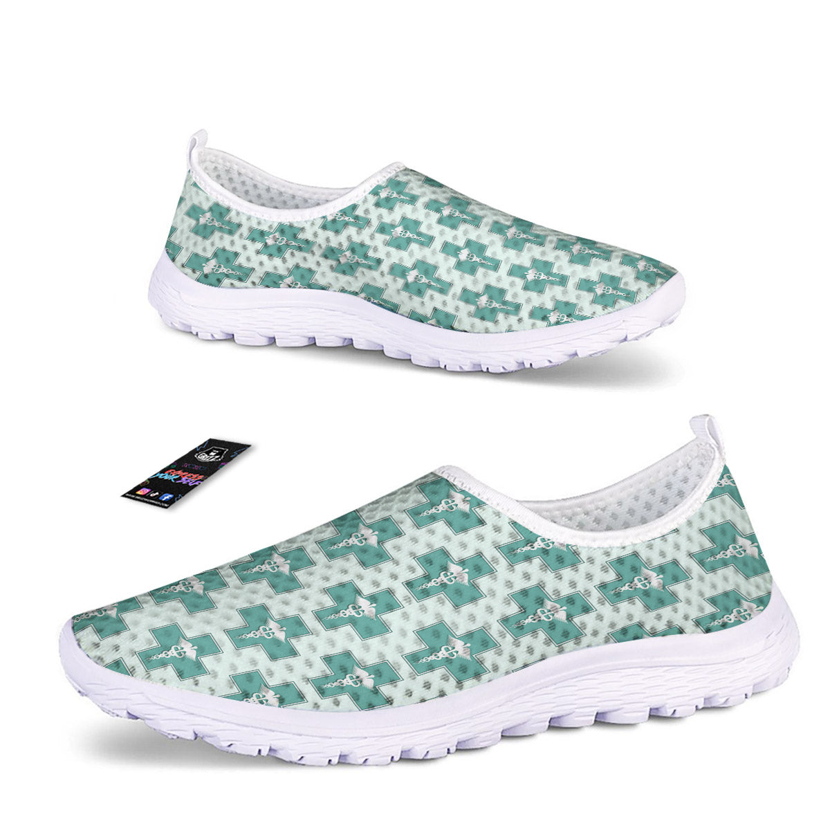 Caduceus Print Pattern Nurse Shoes-grizzshop